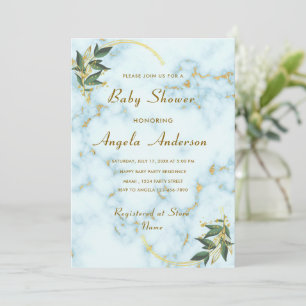 White Marble Baby Boy Shower Invitation Template