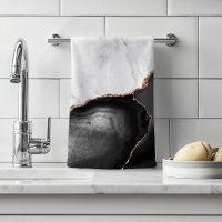 White Marble Black Agate Rose Gold Glitter