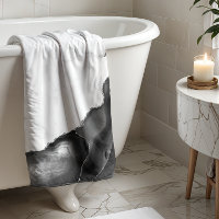 White Marble Black Agate Silver Glitter