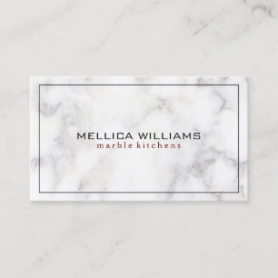 White Marble Black Border Business Card