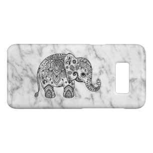 White Marble & Black Floral Paisley Elephant Case-Mate Samsung Galaxy S8 Case