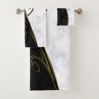 White Marble, Black, Gold Filigree Graphic