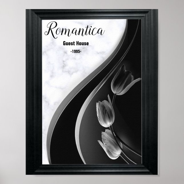 White Marble, Black, Gold Filigree Poster (Front)