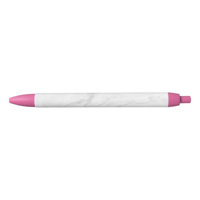 White Marble Black Ink Pen (Front)