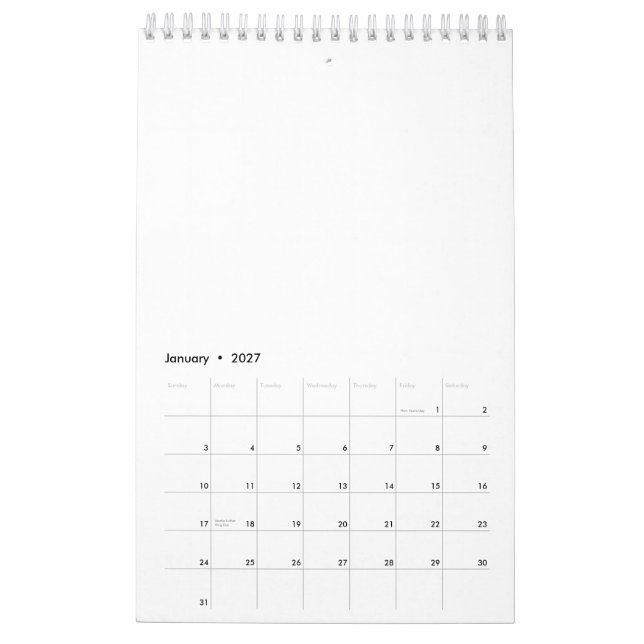White Marble  Calendar (Jan 2027)