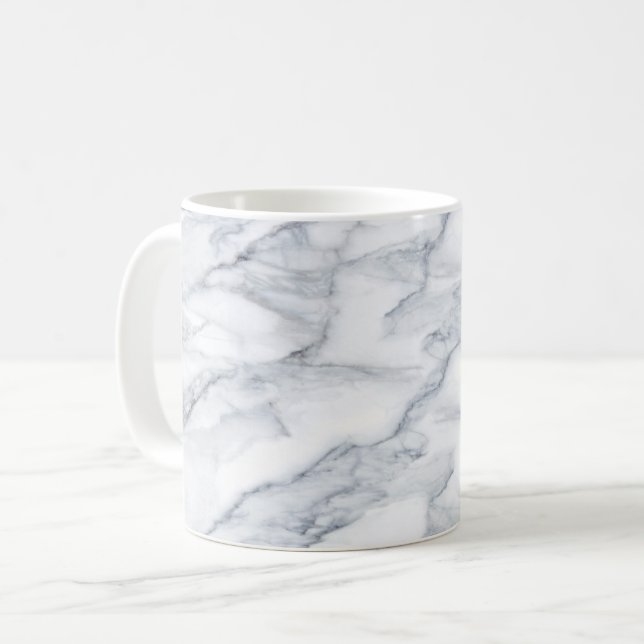 White Marble Carrara Calacatta Texture Coffee Mug (Front Left)