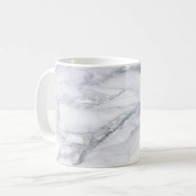 White Marble Carrara Calacatta Texture Coffee Mug (Front Left)
