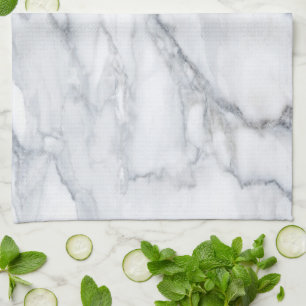 White Marble Carrara Calacatta Texture  Tea Towel