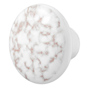 White Marble Carrara Rose Gold Glitter Texture Ceramic Knob