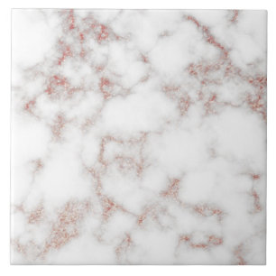 White Marble Carrara Rose Gold Glitter Texture Ceramic Tile