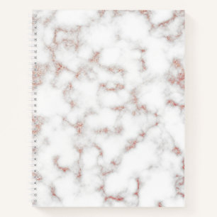 White Marble Carrara Rose Gold Glitter Texture Notebook