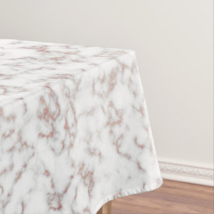 White Marble Carrara Rose Gold Glitter Texture Tablecloth