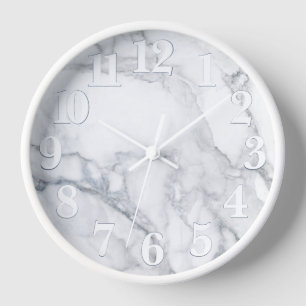 White Marble Carrara Texture Clock