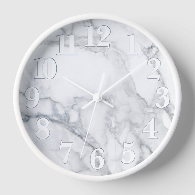 White Marble Carrara Texture Clock (Front)