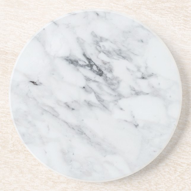 White Marble Chic Pattern Coaster (Front)
