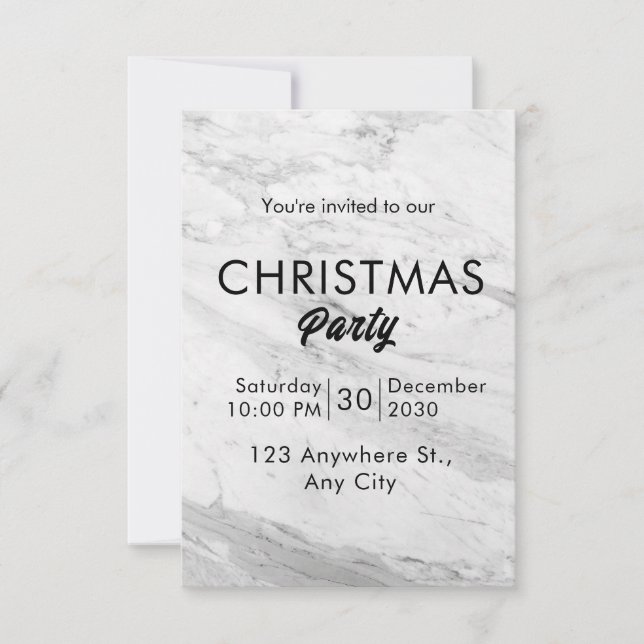 White Marble Christmas Invitation (Front)