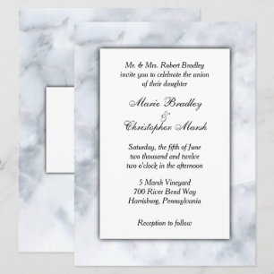 White Marble Classy Wedding Invitation