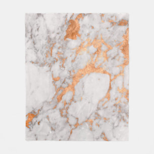 White Marble & Copper Custom Fleece Blanket