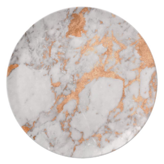 White Marble & Copper Melamine Plate (Front)