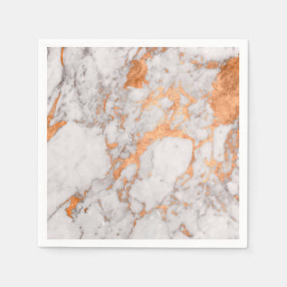 White Marble & Copper Paper Napkins