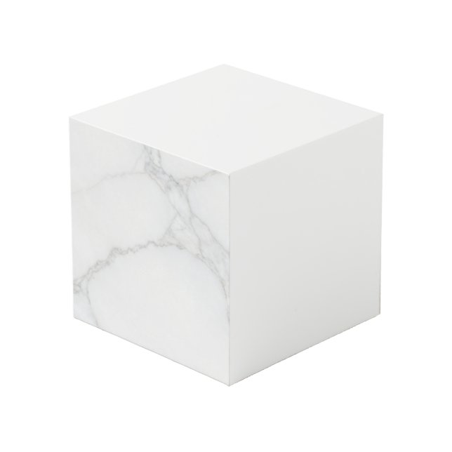White Marble Cube (Front Angled)