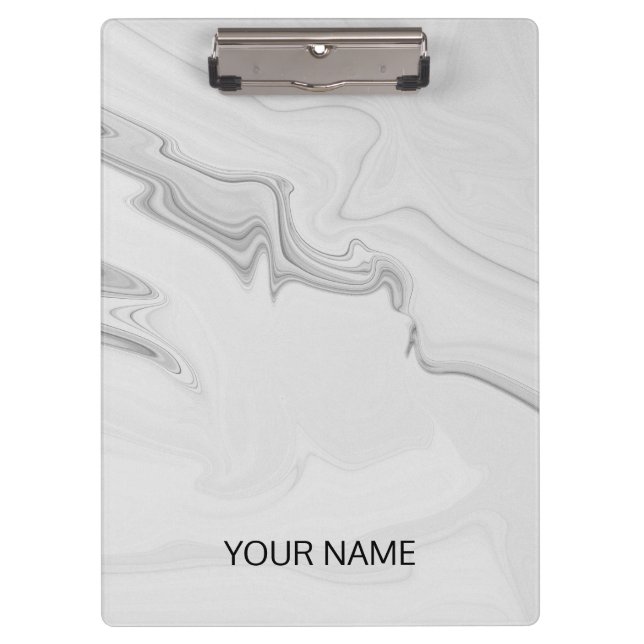 White Marble Customise  Clipboard (Front)