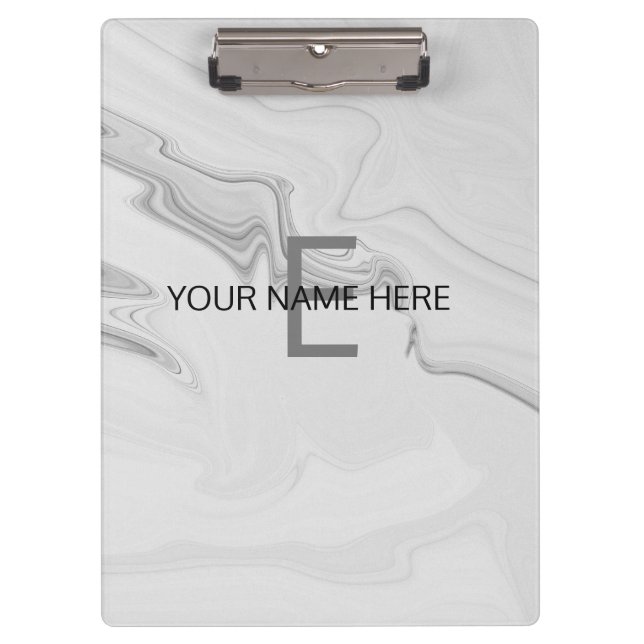 White Marble Customise  Clipboard (Front)