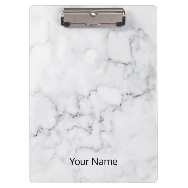 White Marble Customise  Clipboard (Front)