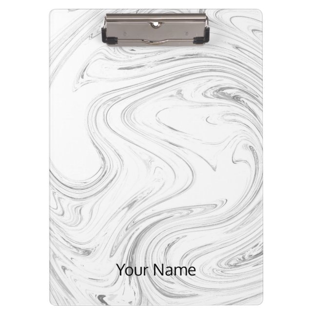 White Marble Customise  Clipboard (Front)