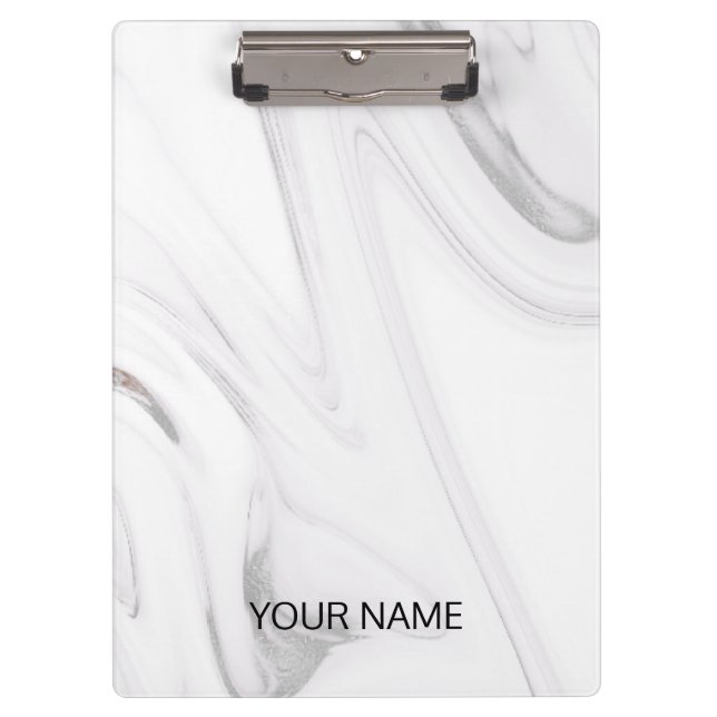 White Marble Customise  Clipboard (Front)