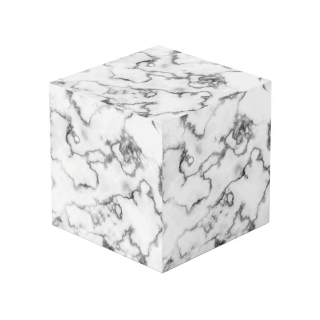 White Marble design -  Cube (Front Angled)