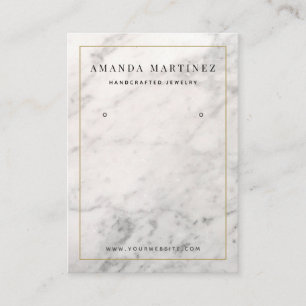 White Marble Earring Display Business Card