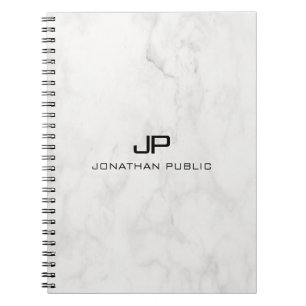 White Marble Elegant Modern Design Template Spiral Notebook