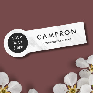 White Marble Employee Name Logo Badge