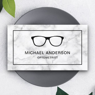 White Marble Eyeglasses Eye Doctor Optometrist Business Card