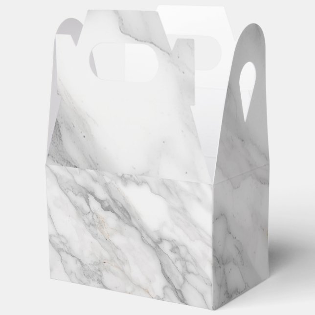 White Marble Favour Box (Open)
