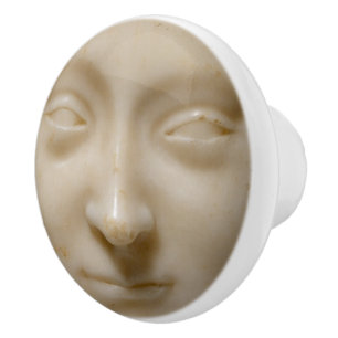White Marble Female Face Sculpture - Museum Art  C Ceramic Knob