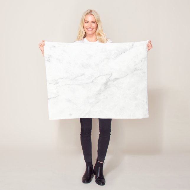  White Marble Fleece Blanket (In Situ)