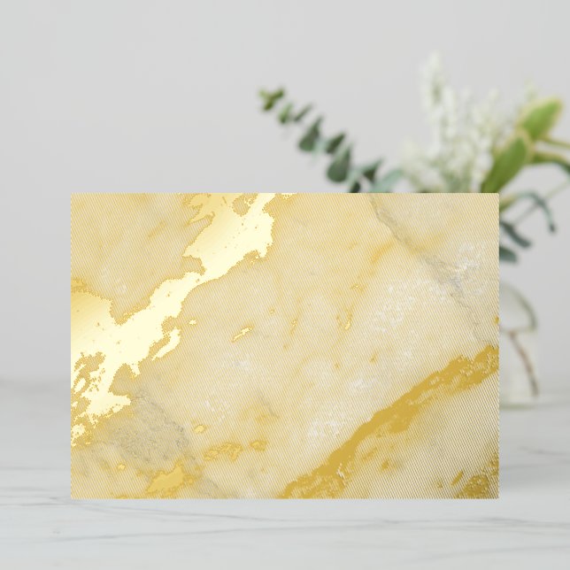 White Marble Foil Holiday Card (Standing Front)