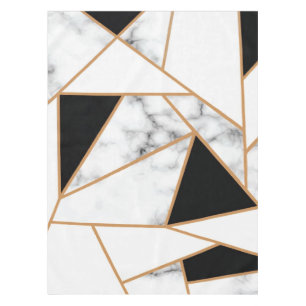 White Marble Geometric in Gold Tablecloth