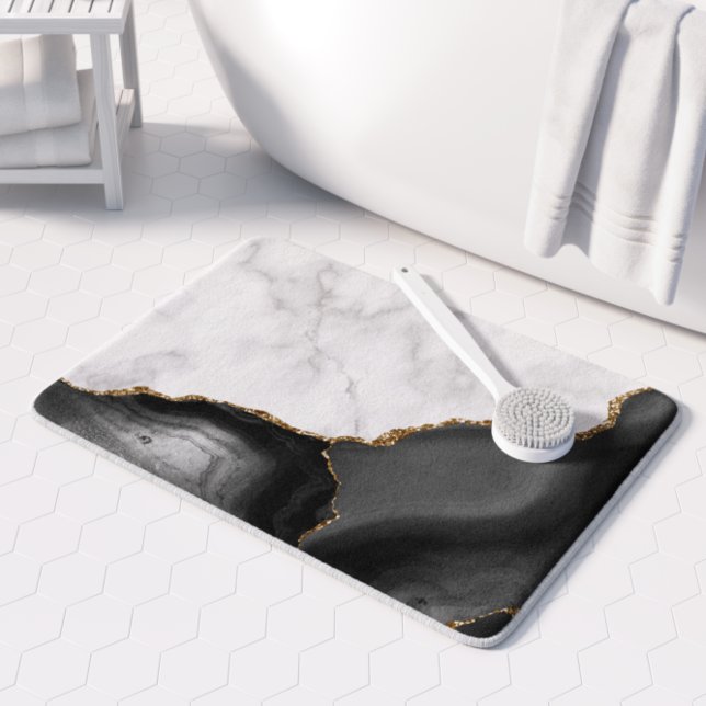 White Marble Gilded Black Agate Bath Mat (Creator Uploaded)