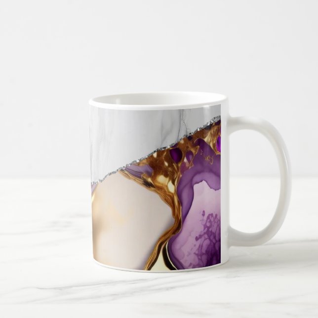 White Marble Gilded Black Agate Coffee Mug (Right)