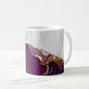 White Marble Gilded Black Agate Coffee Mug
