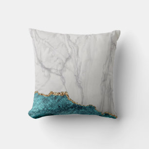 White Marble Gilded Black Agate Cushion