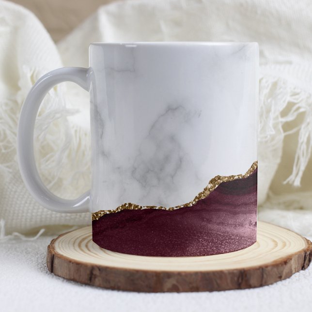 White Marble Gilded Burgundy Agate Coffee Mug (Creator Uploaded)