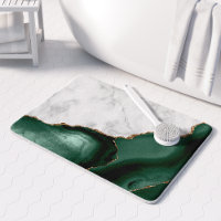 White Marble Gilded Emerald Green Agate