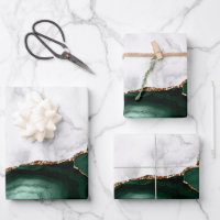 White Marble Gilded Emerald Green Agate