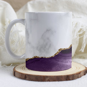 White Marble Gilded Purple Agate Coffee Mug