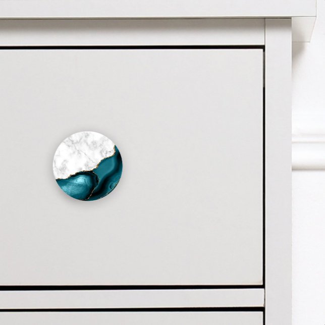 White Marble Gilded Teal Agate Ceramic Knob (Creator Uploaded)