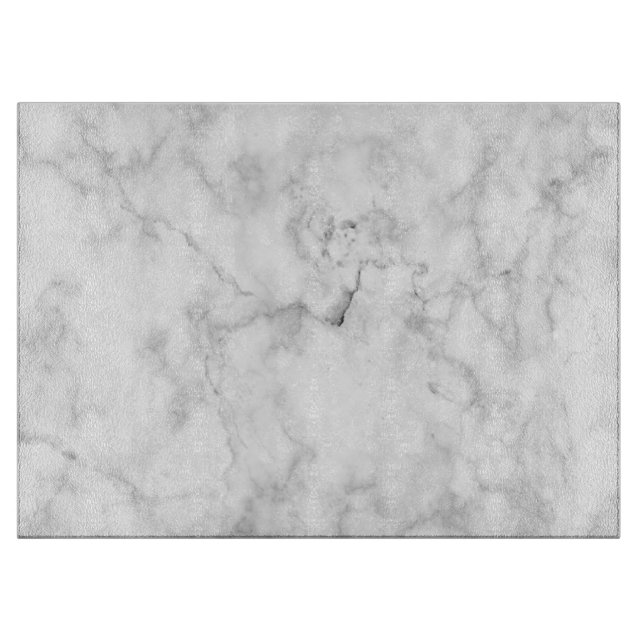 White Marble Glass Cutting Board 15" x 11" (Front)